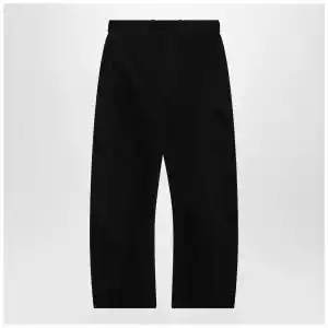 LEMAIRE Black cotton trousers with belt