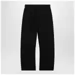 LEMAIRE Black cotton trousers with belt