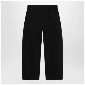 LEMAIRE Black cotton trousers with belt