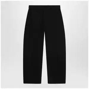 LEMAIRE Black cotton trousers with belt