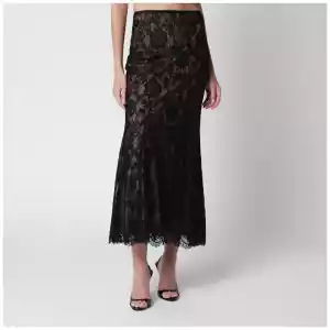 Self-Portrait Lace midi skirt in black