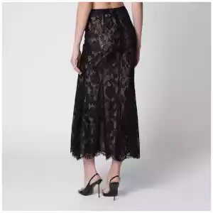 Self-Portrait Lace midi skirt in black