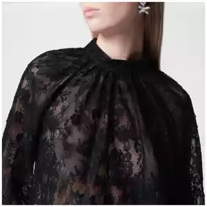 Self-Portrait High-neck lace blouse with long sleeves in black
