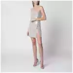 Self-Portrait Champagne mini dress with rhinestones