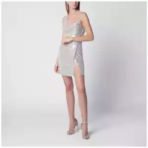 Self-Portrait Champagne mini dress with rhinestones