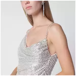 Self-Portrait Champagne mini dress with rhinestones