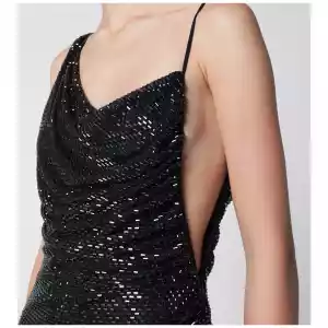 Self-Portrait Draped rhinestone-embellished maxi dress in black