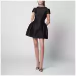 Self-Portrait Mini taffeta dress with collar in black