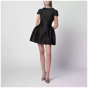 Self-Portrait Mini taffeta dress with collar in black