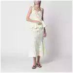 Self-Portrait Yellow peplum midi lace dress