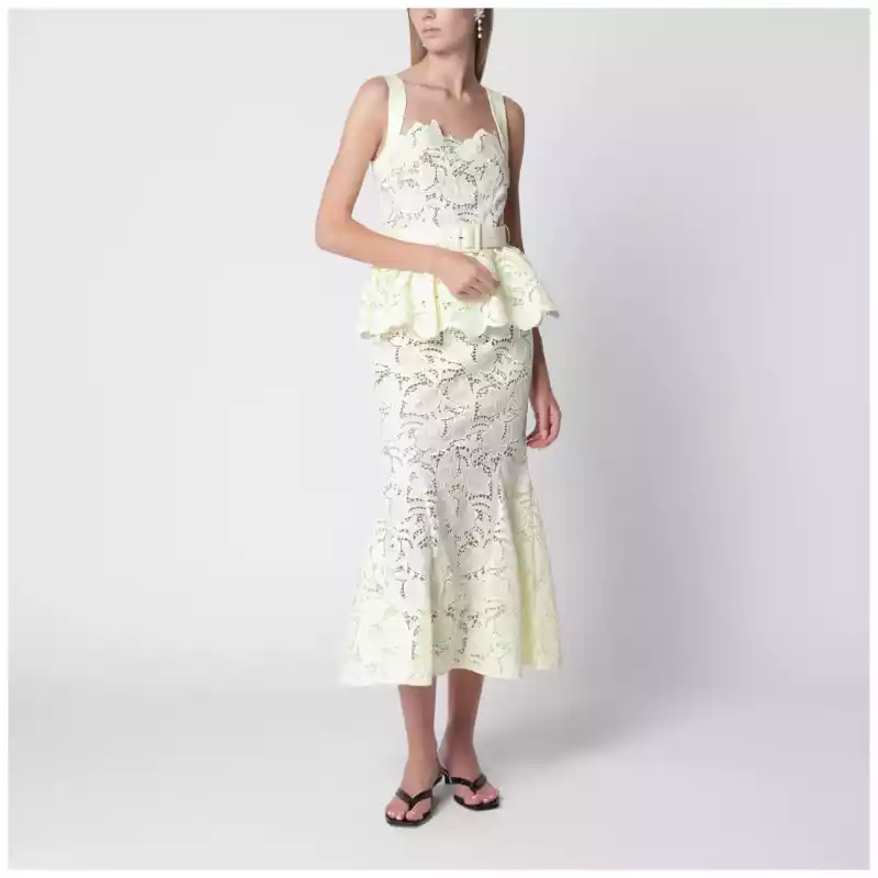 PF26-104MPL_T_SELF-Y.a Self-Portrait Yellow peplum midi lace dress