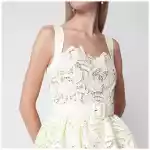 Self-Portrait Yellow peplum midi lace dress