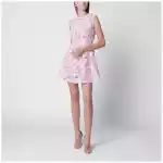 Self-Portrait Pink lace mini dress with floral details