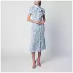 Self-Portrait Tie-neck lace midi dress in blue