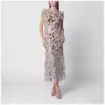 Self-Portrait Sequin-embellished midi dress in polyester, silver