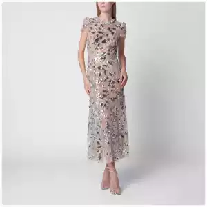 Self-Portrait Sequin-embellished midi dress in polyester, silver