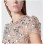 Self-Portrait Sequin-embellished midi dress in polyester, silver