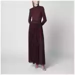 Self-Portrait Burgundy long dress with rhinestones