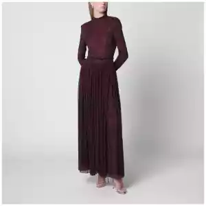 Self-Portrait Burgundy long dress with rhinestones
