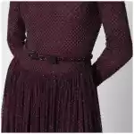 Self-Portrait Burgundy long dress with rhinestones