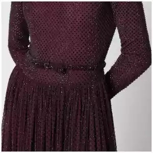 Self-Portrait Burgundy long dress with rhinestones