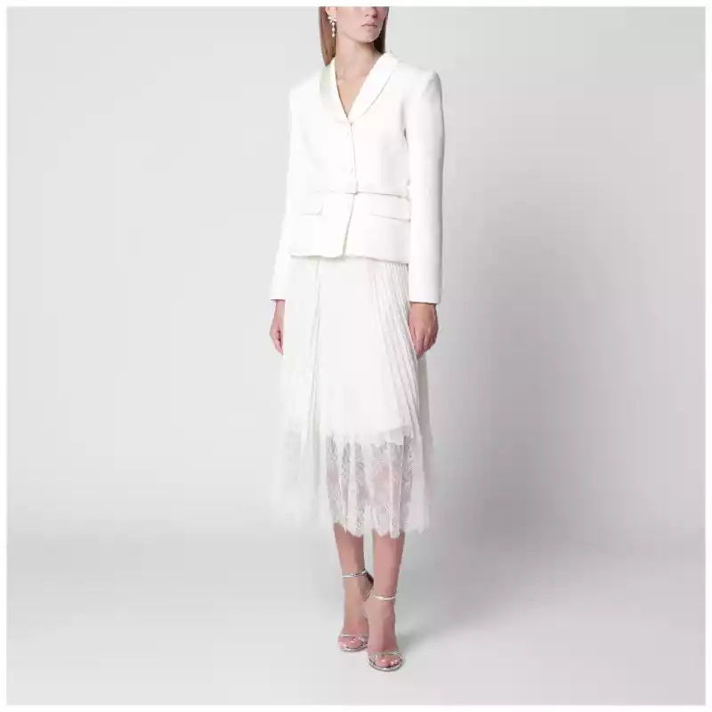 PF26-144MPL_T_SELF-C.a Self-Portrait Bouclé shawl-collar midi dress in cream