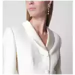 Self-Portrait Bouclé shawl-collar midi dress in cream