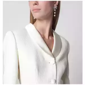 Self-Portrait Bouclé shawl-collar midi dress in cream