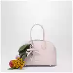 Self-Portrait Mini embossed leather bowling bag in pink