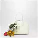 Self-Portrait Mini embossed leather bowling bag in yellow