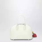 Self-Portrait Mini embossed leather bowling bag in yellow