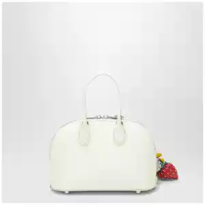 Self-Portrait Mini embossed leather bowling bag in yellow