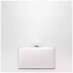 Self-Portrait Satin clutch with crystal bow in pink