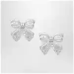 Self-Portrait Crystal bow earrings in silver-plated brass