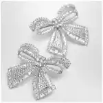 Self-Portrait Crystal bow earrings in silver-plated brass