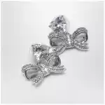 Self-Portrait Heart drop earrings with crystal bow in silver
