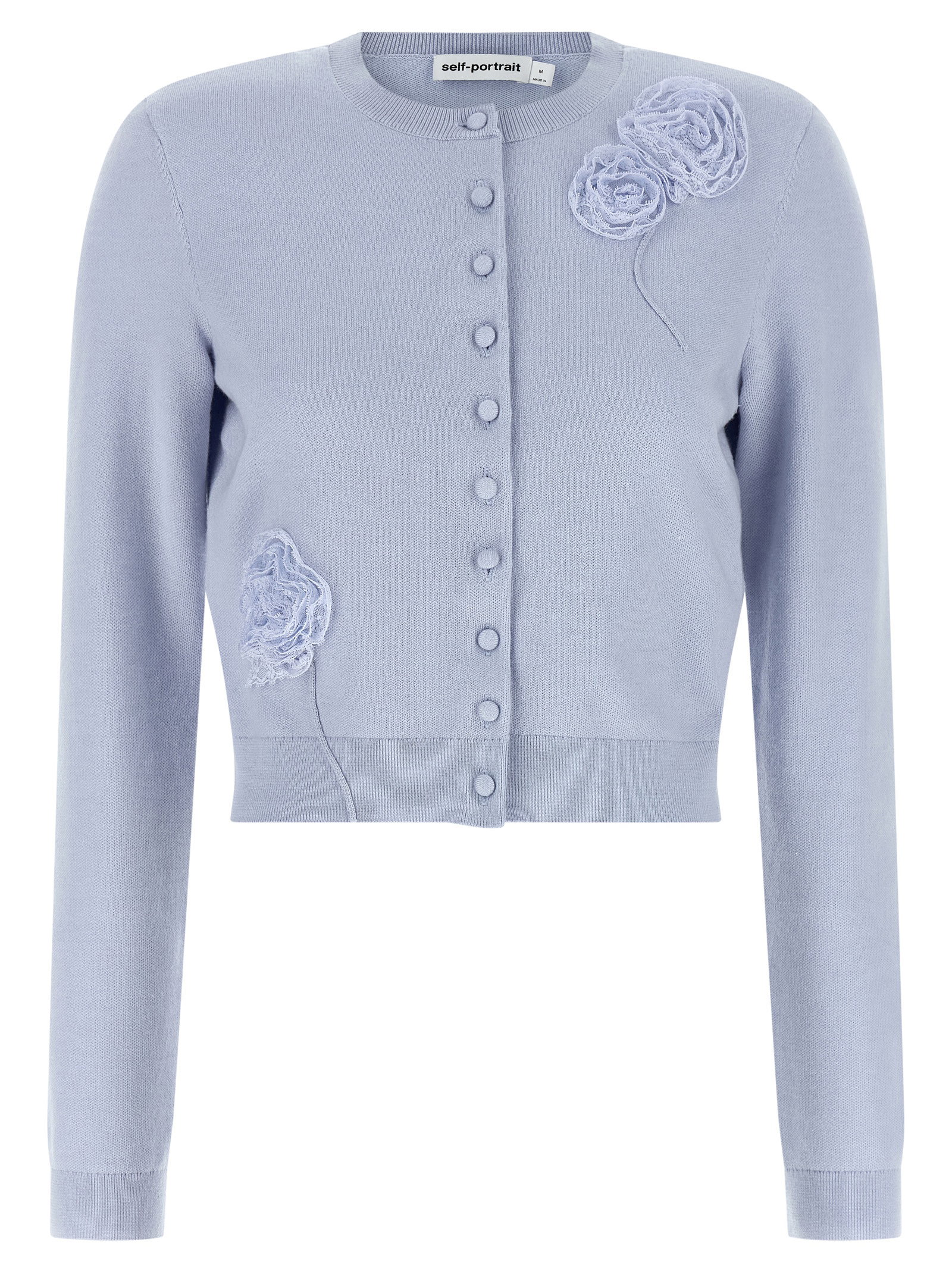 Self-Portrait Blue Flower Knit Cardigan