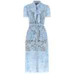 Self-Portrait Blue Lace Tie Neck Midi Dress