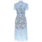 Self-Portrait Blue Lace Tie Neck Midi Dress