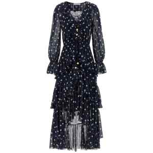 Self-Portrait Polka Dot Georgette Ruffle Maxi Dress
