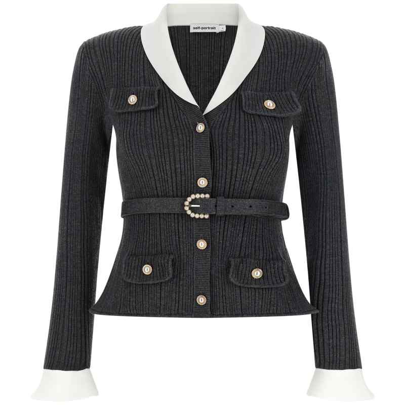Self-Portrait Ribbed Cardigan