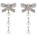Self-Portrait Crystal Bow Pearl Droplet Earrings