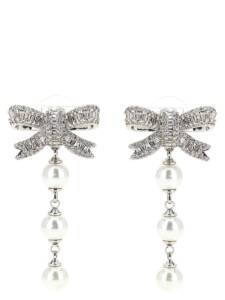 Self-Portrait Crystal Bow Pearl Droplet Earrings