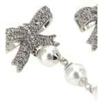 Self-Portrait Crystal Bow Pearl Droplet Earrings