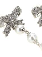 Self-Portrait Crystal Bow Pearl Droplet Earrings