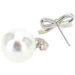 Self-Portrait Crystal Bow Pearl Back Earrings