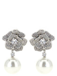 Self-Portrait Mini Crystal Flower Pearl Earrings
