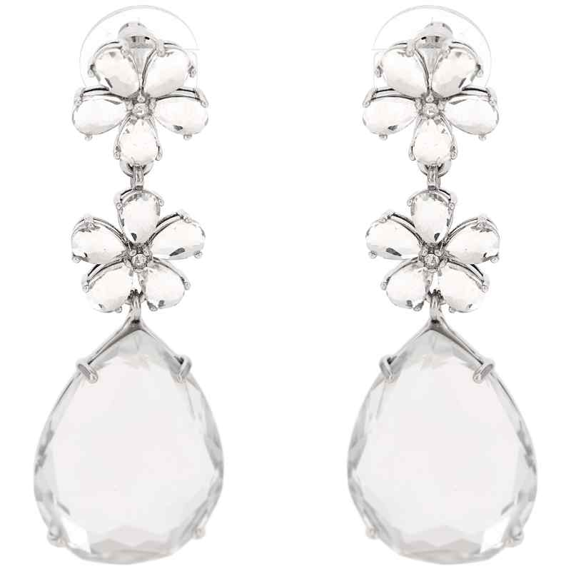 Self-Portrait Crystal Flower Tiered Earrings