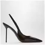 Paris Texas Lidia slingback pumps in ebony patent leather