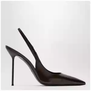 Paris Texas Lidia slingback pumps in ebony patent leather